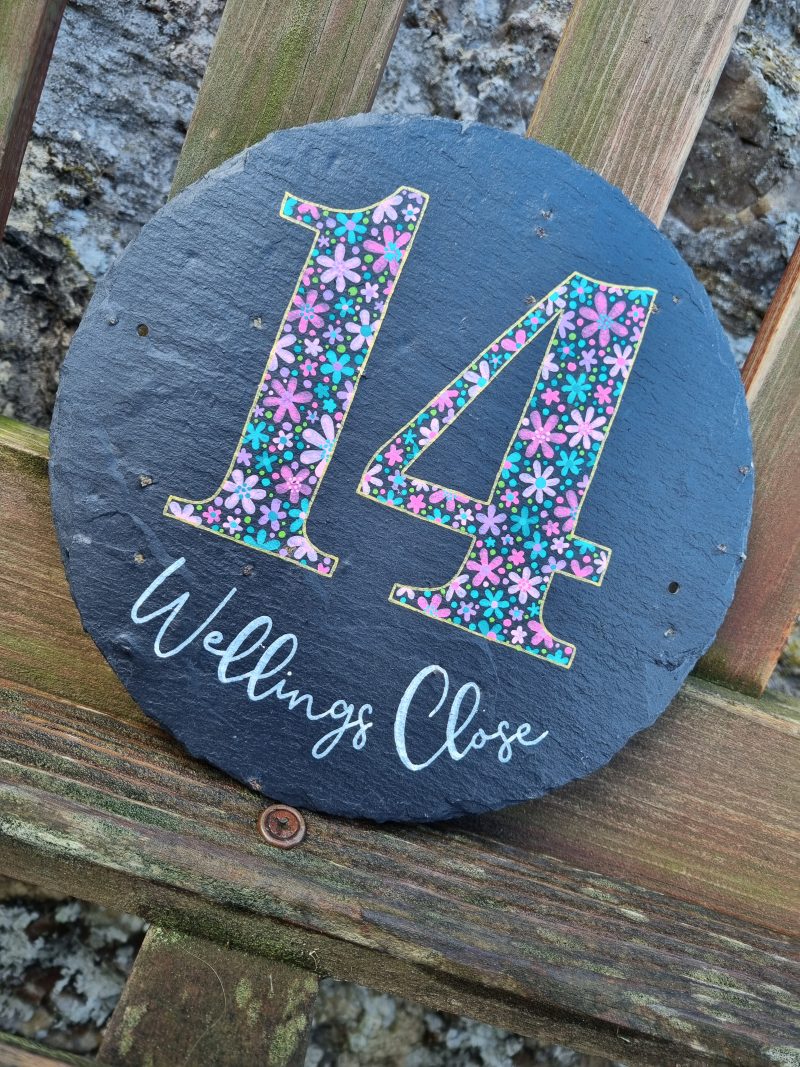 Hand Painted Reclaimed Roofing Slate House Number Address Sign - Custom/Personalised