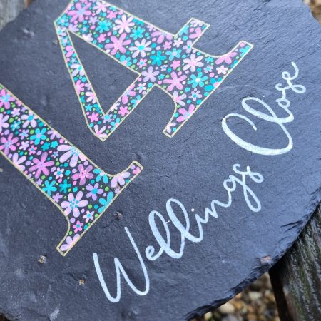 Hand Painted Reclaimed Roofing Slate House Number Address Sign - Custom/Personalised