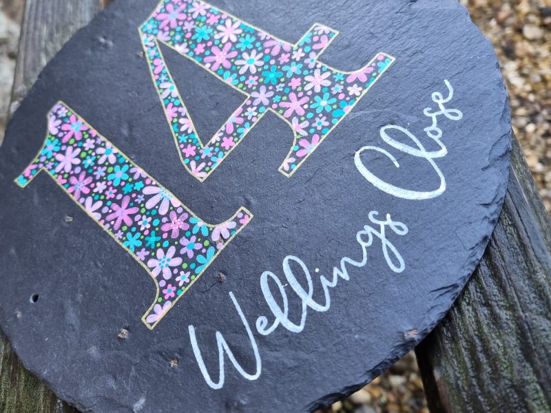 Hand Painted Reclaimed Roofing Slate House Number Address Sign - Custom/Personalised