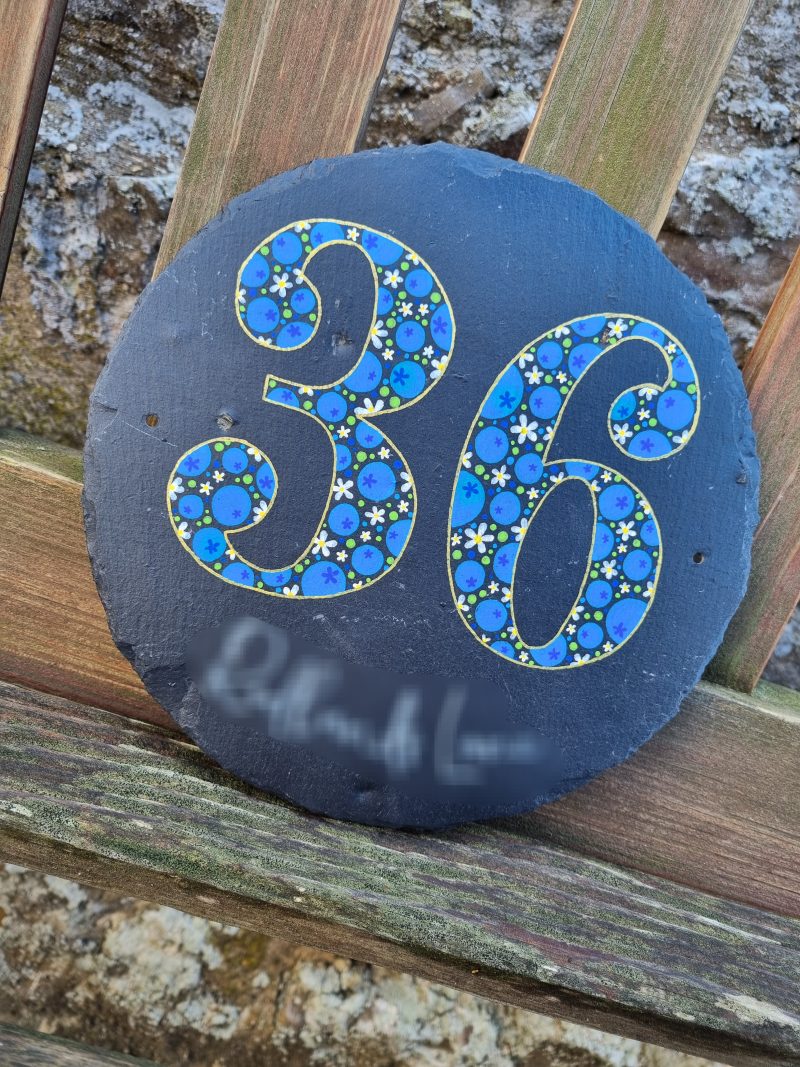 Hand Painted Reclaimed Roofing Slate House Number Address Sign - Custom/Personalised