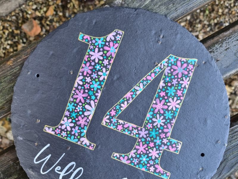 Hand Painted Reclaimed Roofing Slate House Number Address Sign - Custom/Personalised