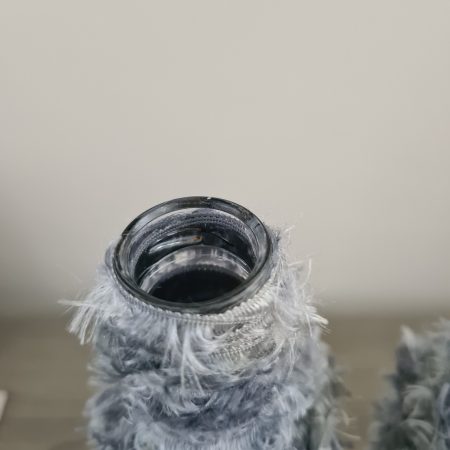 Silver/grey yarn wrapped bottle ornaments