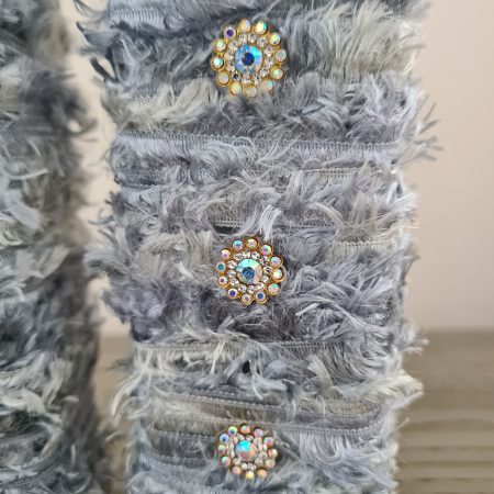 Silver/grey yarn wrapped bottle ornaments