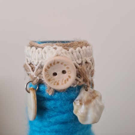 Seaside yarn wrapped bottle