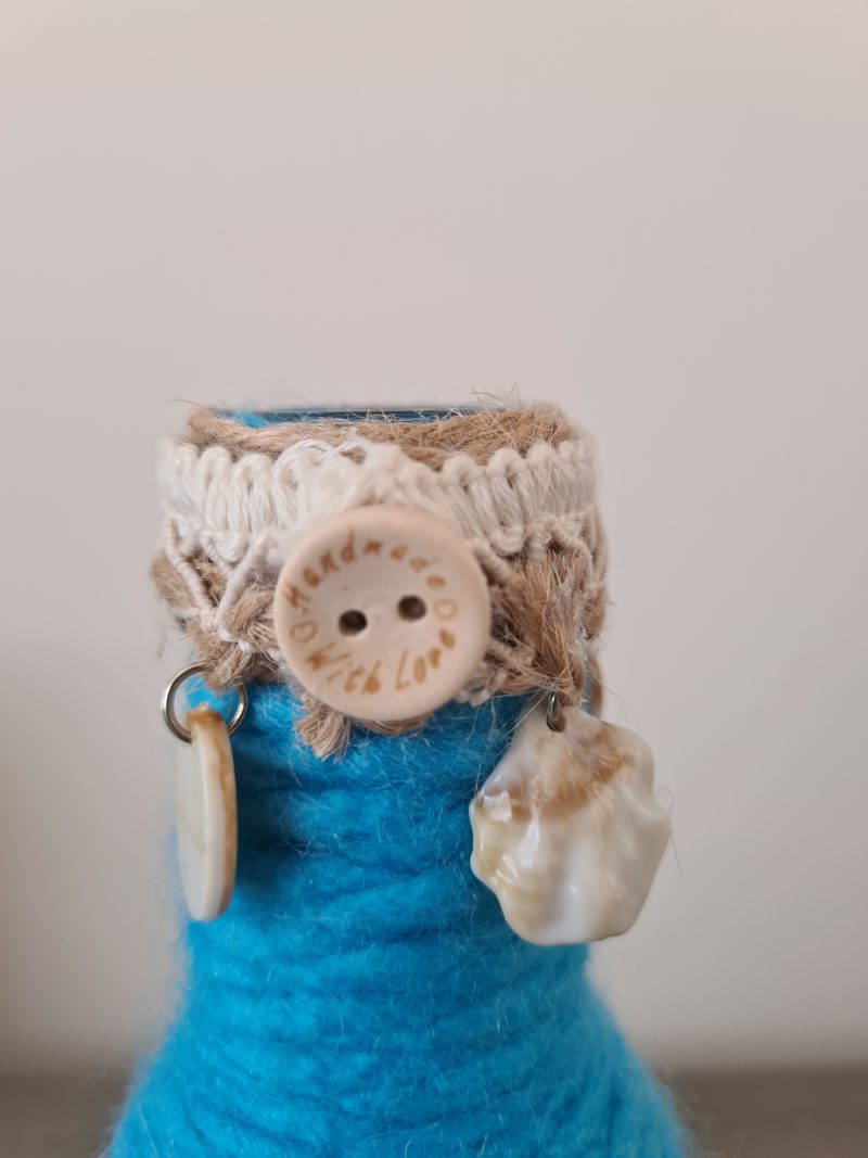 Seaside yarn wrapped bottle