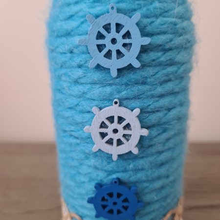 Seaside yarn wrapped bottle