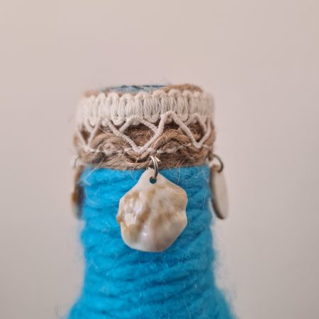 Seaside yarn wrapped bottle
