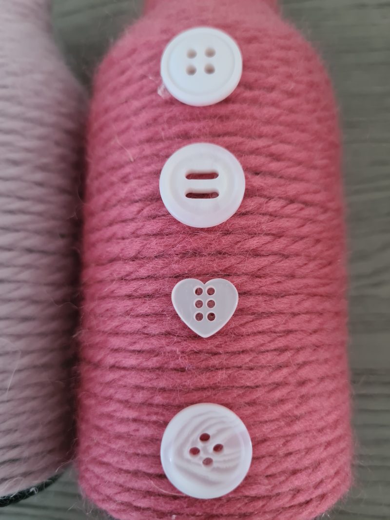 Set of 2 pink yarn wrapped bottles