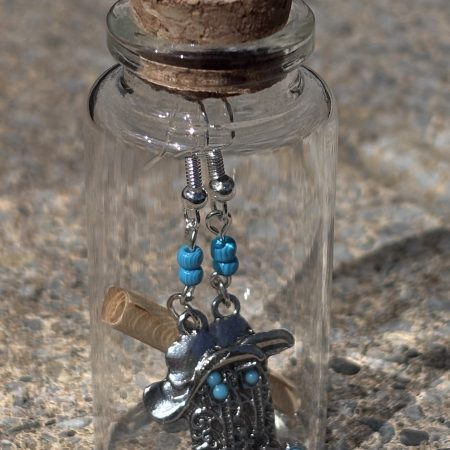 Country And Western Style Earrings in a Bottle