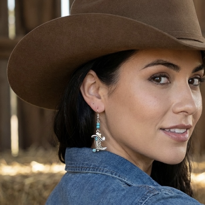 Country And Western Style Earrings in a Bottle