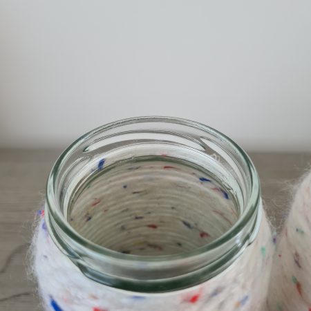 Set of 2 small yarn wrapped jars