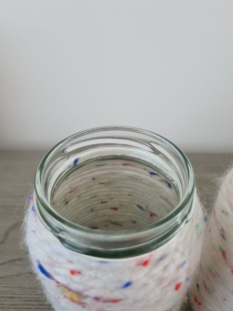 Set of 2 small yarn wrapped jars