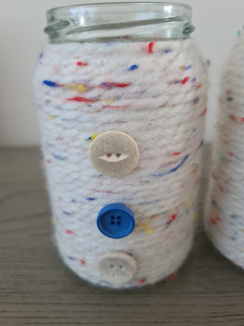 Set of 2 small yarn wrapped jars