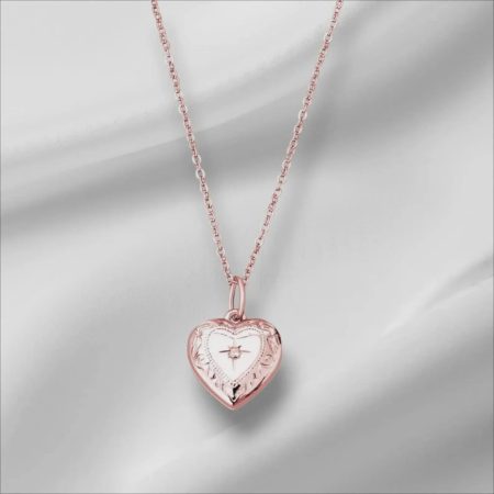 Rose Gold Heart Locket Necklace with I Love You Engraving