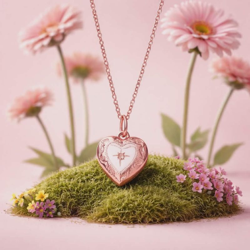 Rose Gold Heart Locket Necklace with I Love You Engraving