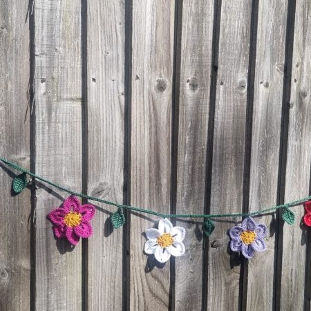 Handmade Crochet Flower Garland 150cm Colourful Floral Decor