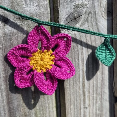Handmade Crochet Flower Garland 150cm Colourful Floral Decor