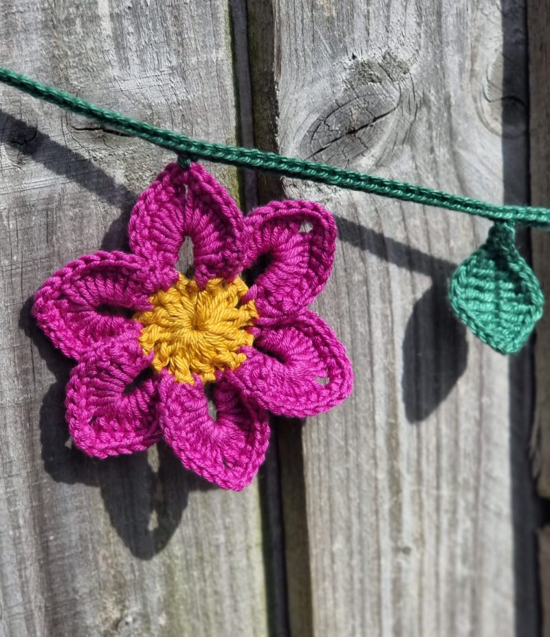 Handmade Crochet Flower Garland 150cm Colourful Floral Decor