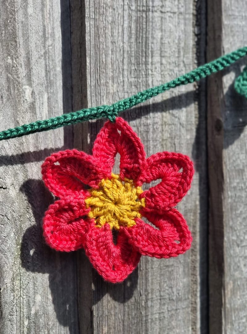 Handmade Crochet Flower Garland 150cm Colourful Floral Decor
