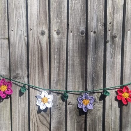 Handmade Crochet Flower Garland 150cm Colourful Floral Decor