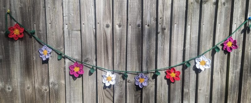 Handmade Crochet Flower Garland 150cm Colourful Floral Decor