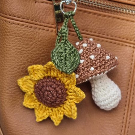 Handmade Crochet Mushroom & Flower Keychain Bag Charm