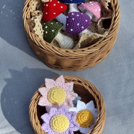 Handmade Crochet Mushroom & Flower Keychain Bag Charm