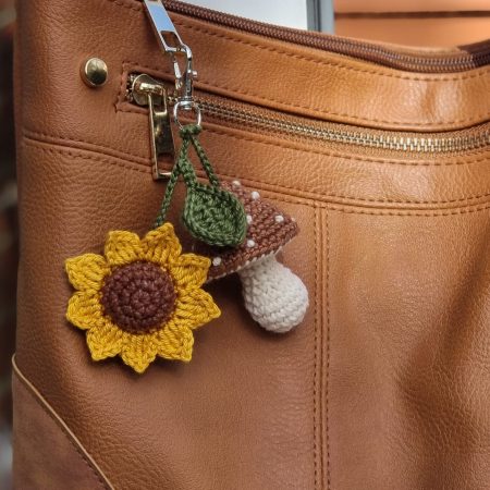 Handmade Crochet Mushroom & Flower Keychain Bag Charm