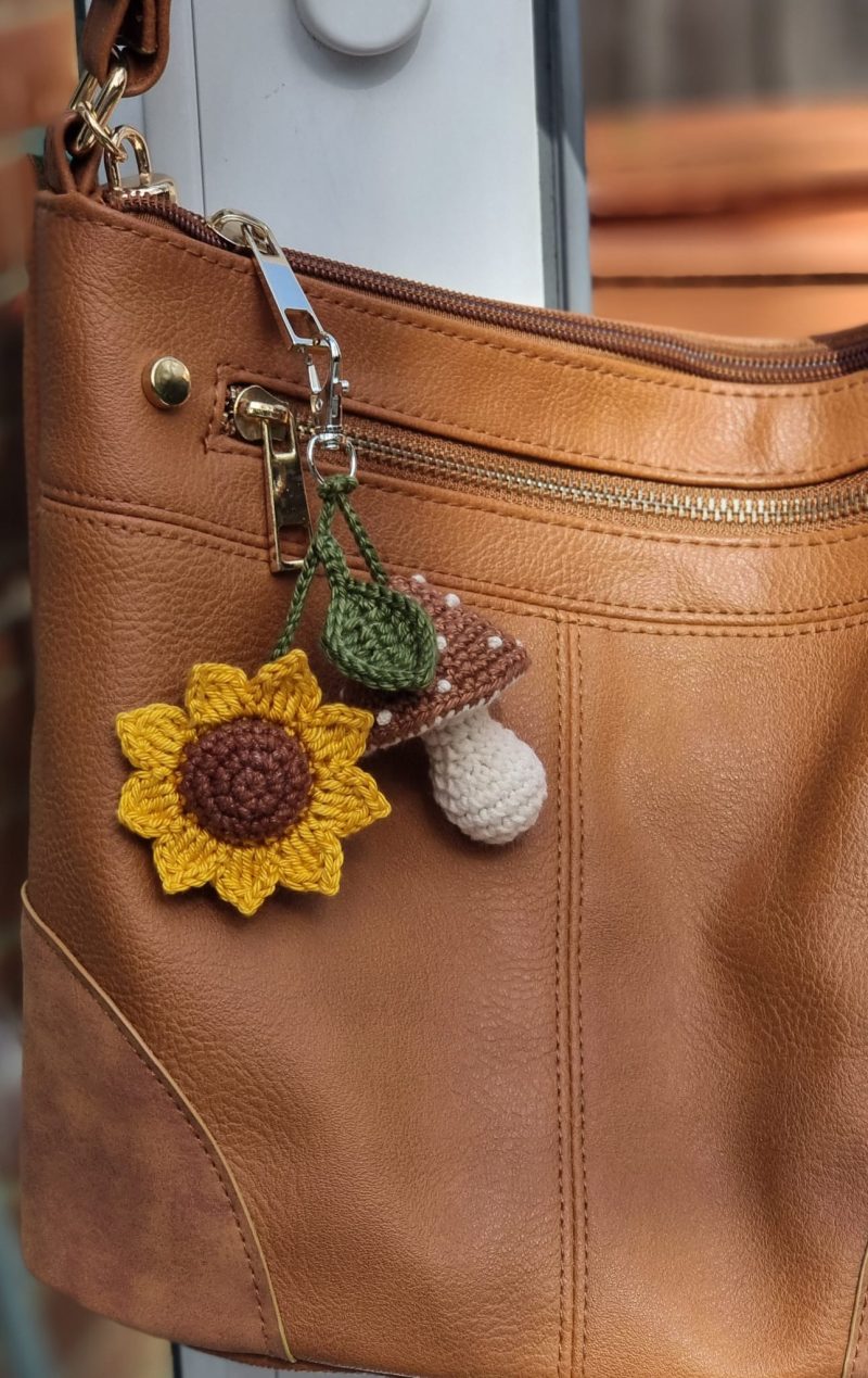 Handmade Crochet Mushroom & Flower Keychain Bag Charm