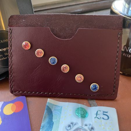Burgundy Italian leather and crystals little card/ notes wallet