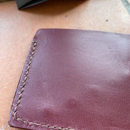 Burgundy Italian leather and crystals little card/ notes wallet