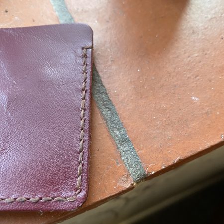 Burgundy Italian leather and crystals little card/ notes wallet