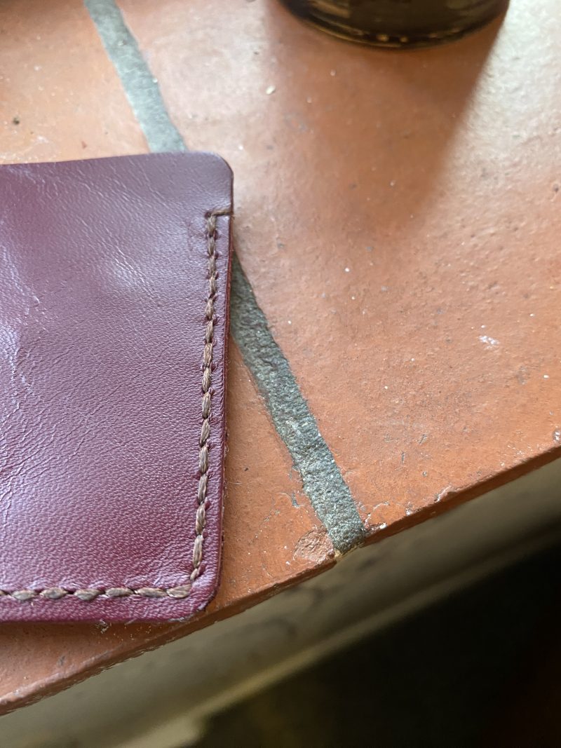 Burgundy Italian leather and crystals little card/ notes wallet