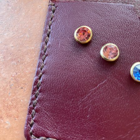 Burgundy Italian leather and crystals little card/ notes wallet