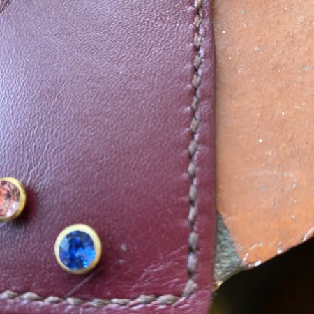Burgundy Italian leather and crystals little card/ notes wallet
