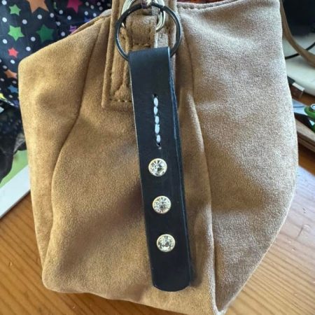Keyring/Bag charm Bespoke Handmade Italian leather with stunning Crystals