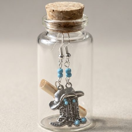 Country And Western Style Earrings in a Bottle