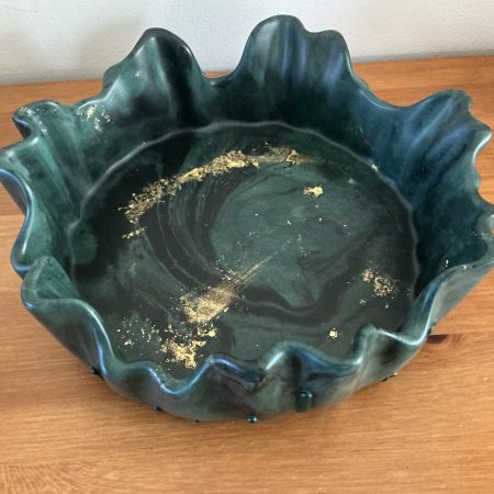 Handmade marble effect irregular ragged edge bowl 20 cm diameter