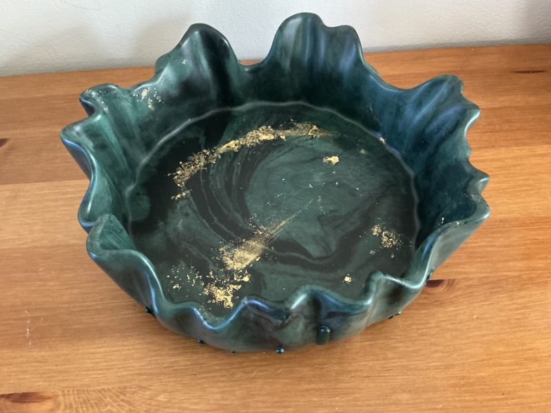 Handmade marble effect irregular ragged edge bowl 20 cm diameter
