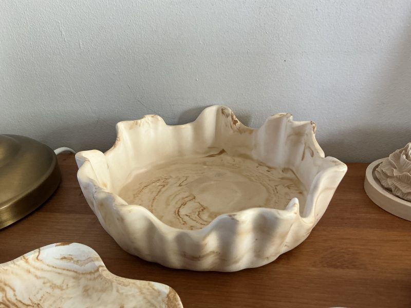 Handmade marble effect irregular ragged edge bowl 20 cm diameter