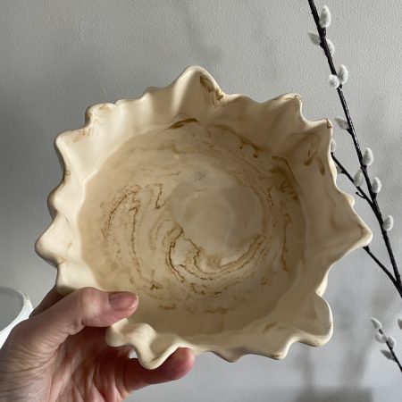 Handmade marble effect irregular ragged edge bowl 20 cm diameter