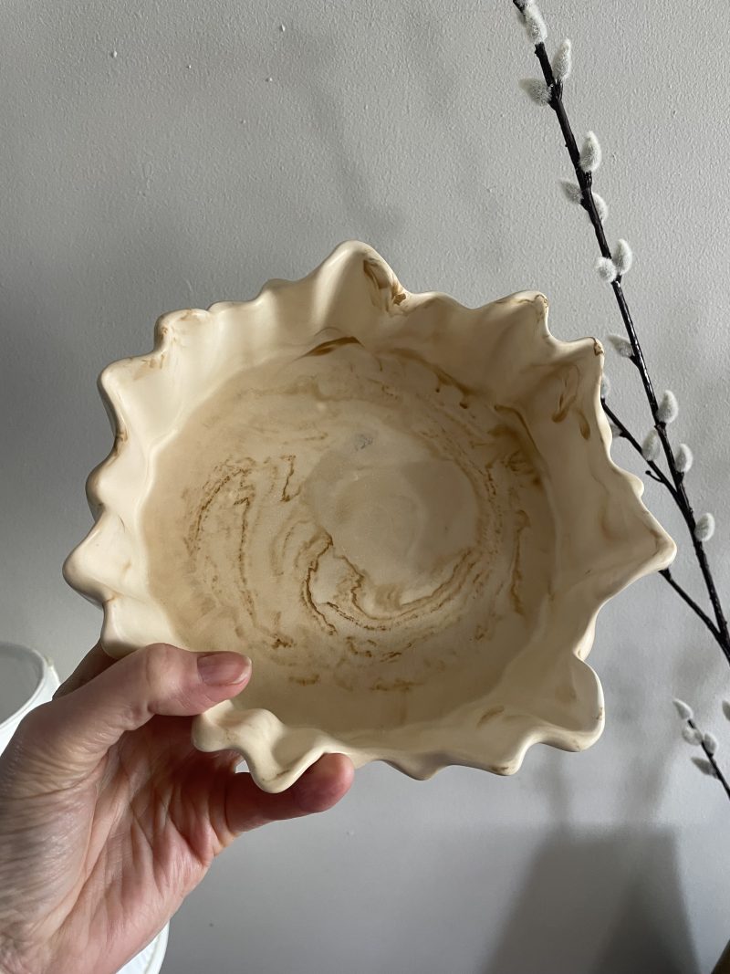 Handmade marble effect irregular ragged edge bowl 20 cm diameter
