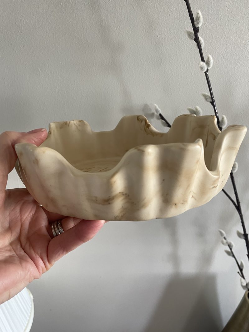 Handmade marble effect irregular ragged edge bowl 20 cm diameter