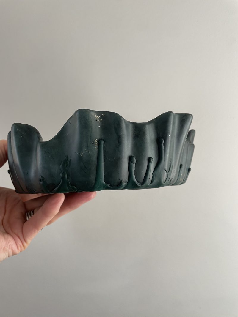 Handmade marble effect irregular ragged edge bowl 20 cm diameter