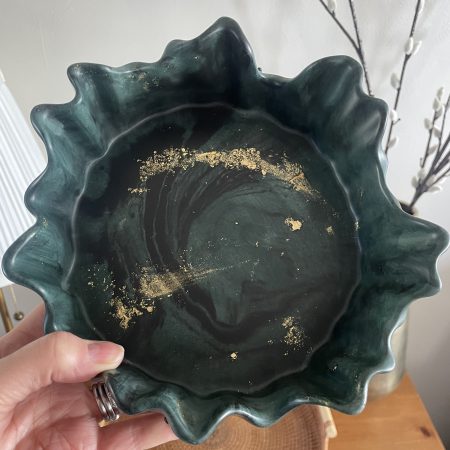 Handmade marble effect irregular ragged edge bowl 20 cm diameter