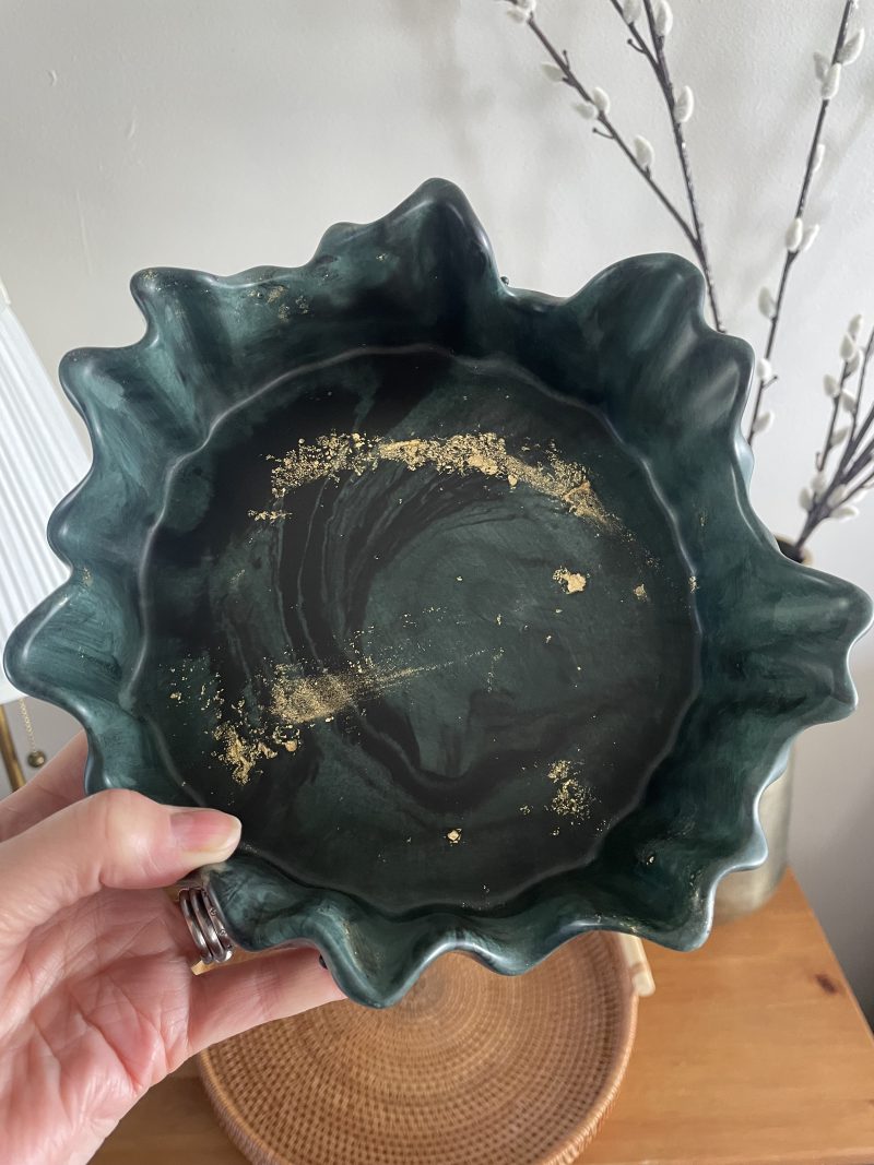 Handmade marble effect irregular ragged edge bowl 20 cm diameter