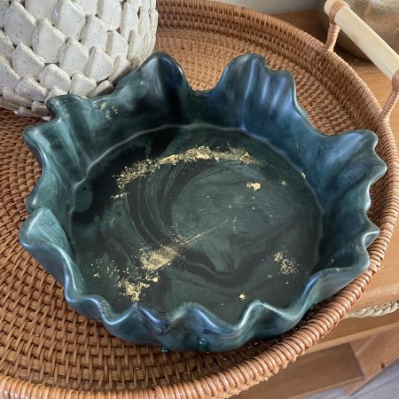 Handmade marble effect irregular ragged edge bowl 20 cm diameter
