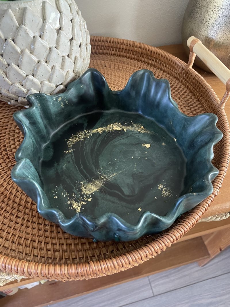 Handmade marble effect irregular ragged edge bowl 20 cm diameter