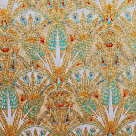 Gold and teal Art Deco style cushion cover with detailed fan pattern, 18 inch decorative pillow cover