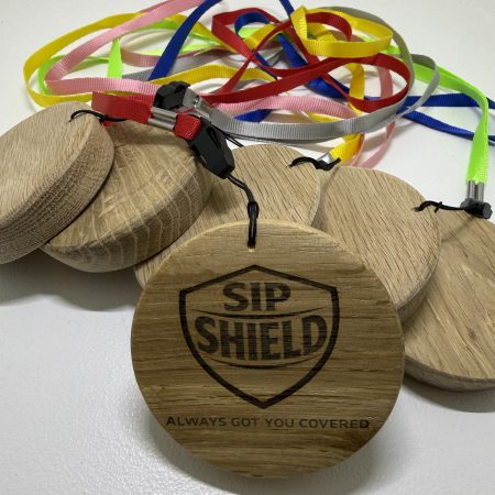 Hand crafted wooden Sip Shield - can cover